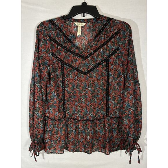 Matilda Jane Tops - MATILDA JANE Women’s Small Floral Babydoll Boho Multi Color Sheer Shirt